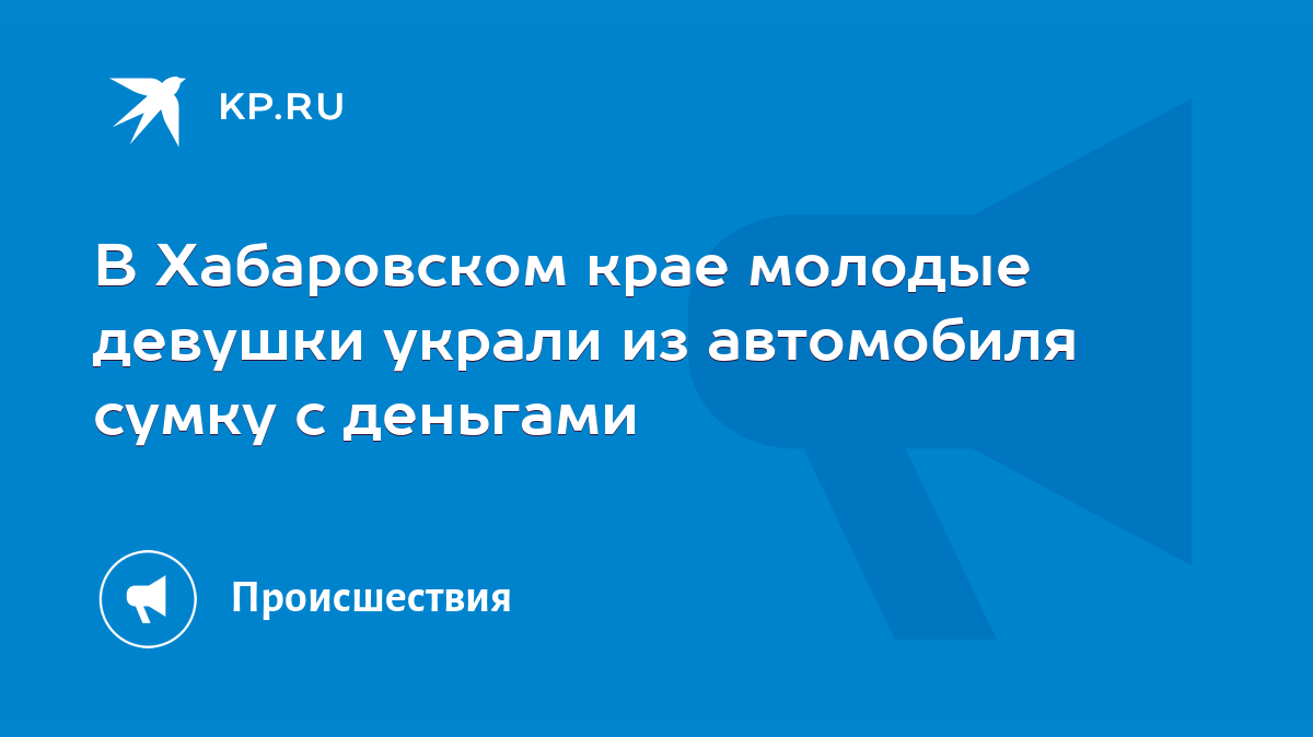 В Хабаровском крае молодые девушки украли из автомобиля сумку с деньгами -  KP.RU