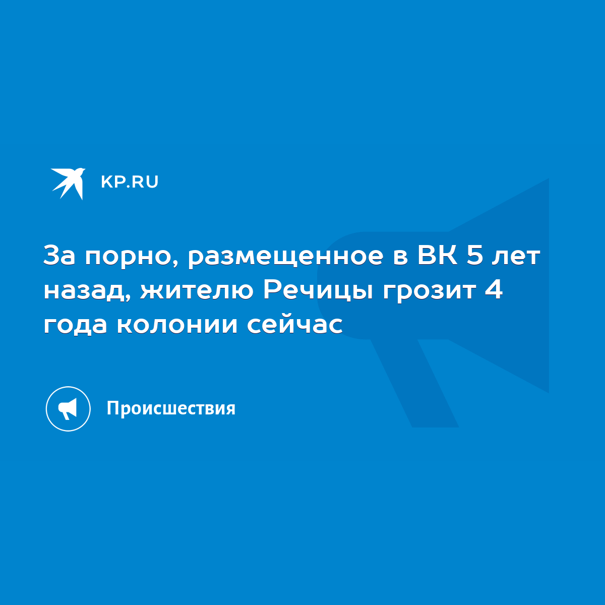 За порно, размещенное в ВК 5 лет назад, жителю Речицы грозит 4 года колонии  сейчас - KP.RU