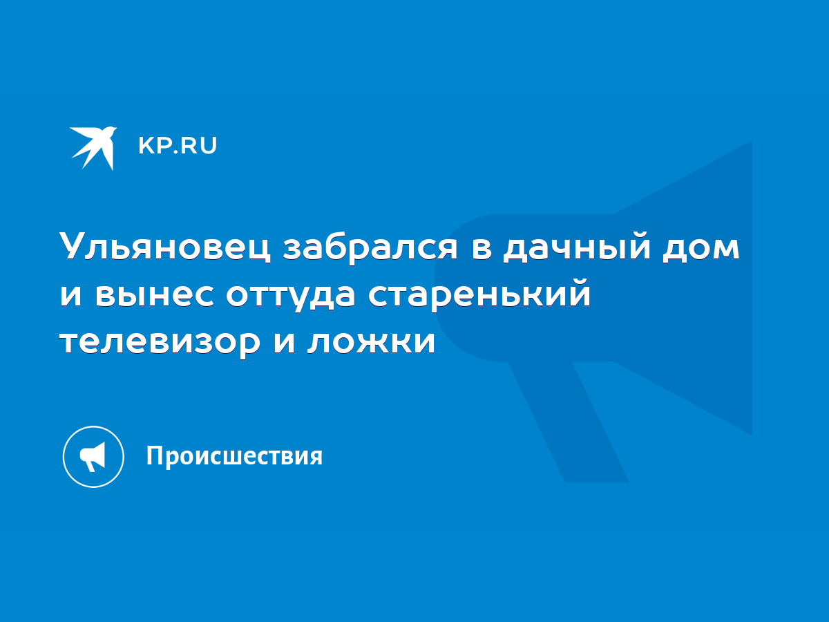 Ульяновец забрался в дачный дом и вынес оттуда старенький телевизор и ложки  - KP.RU