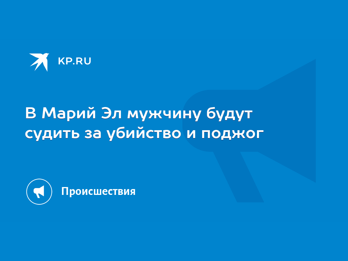 В Марий Эл мужчину будут судить за убийство и поджог - KP.RU