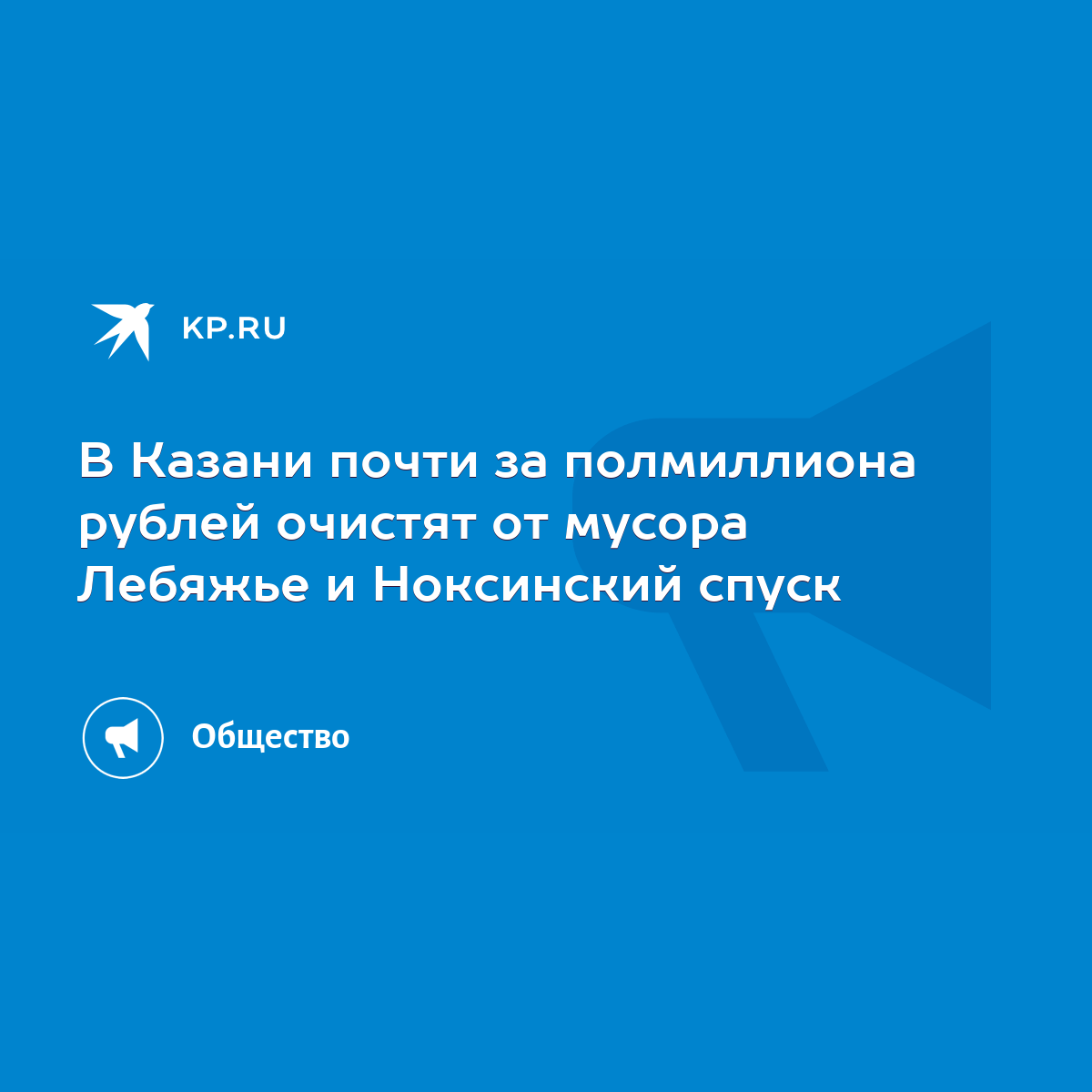 В Казани почти за полмиллиона рублей очистят от мусора Лебяжье и Ноксинский  спуск - KP.RU