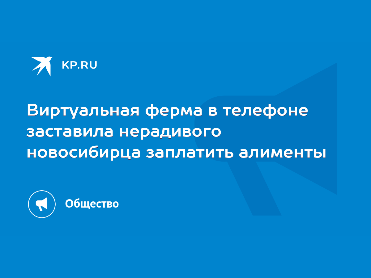 Виртуальная ферма в телефоне заставила нерадивого новосибирца заплатить  алименты - KP.RU