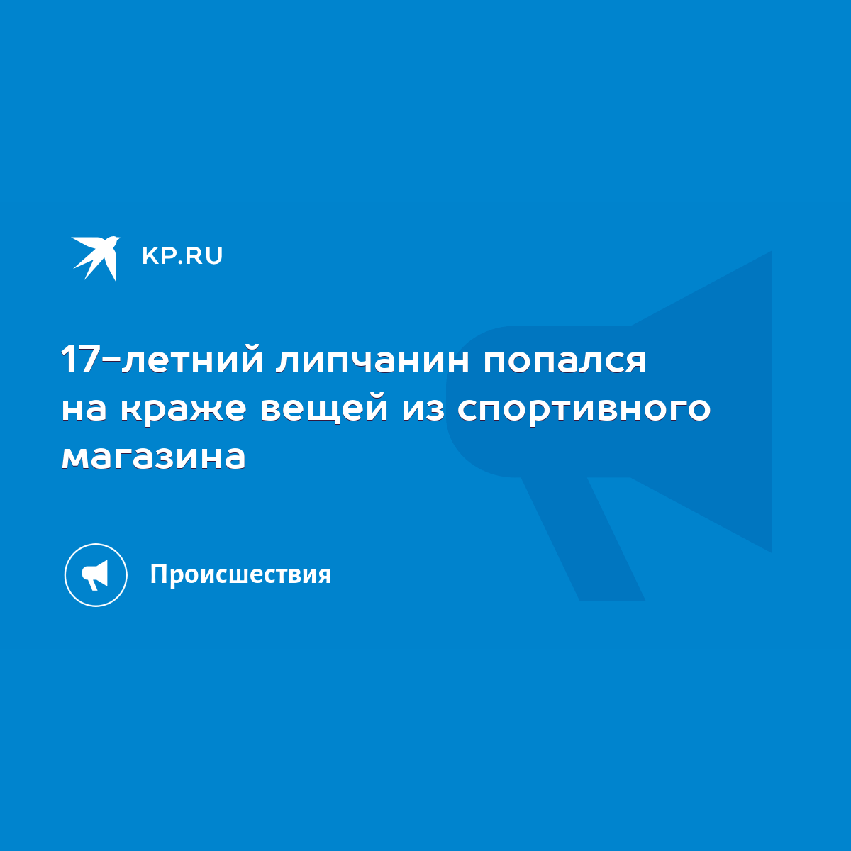 17-летний липчанин попался на краже вещей из спортивного магазина - KP.RU