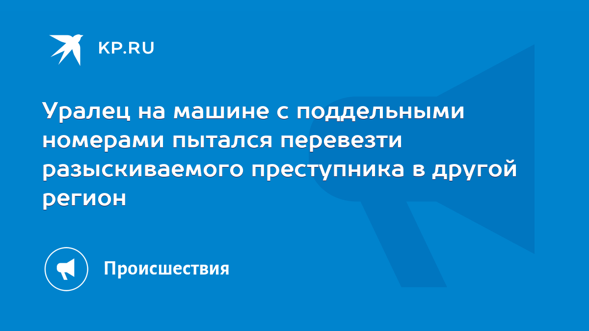 Уралец на машине с поддельными номерами пытался перевезти разыскиваемого  преступника в другой регион - KP.RU