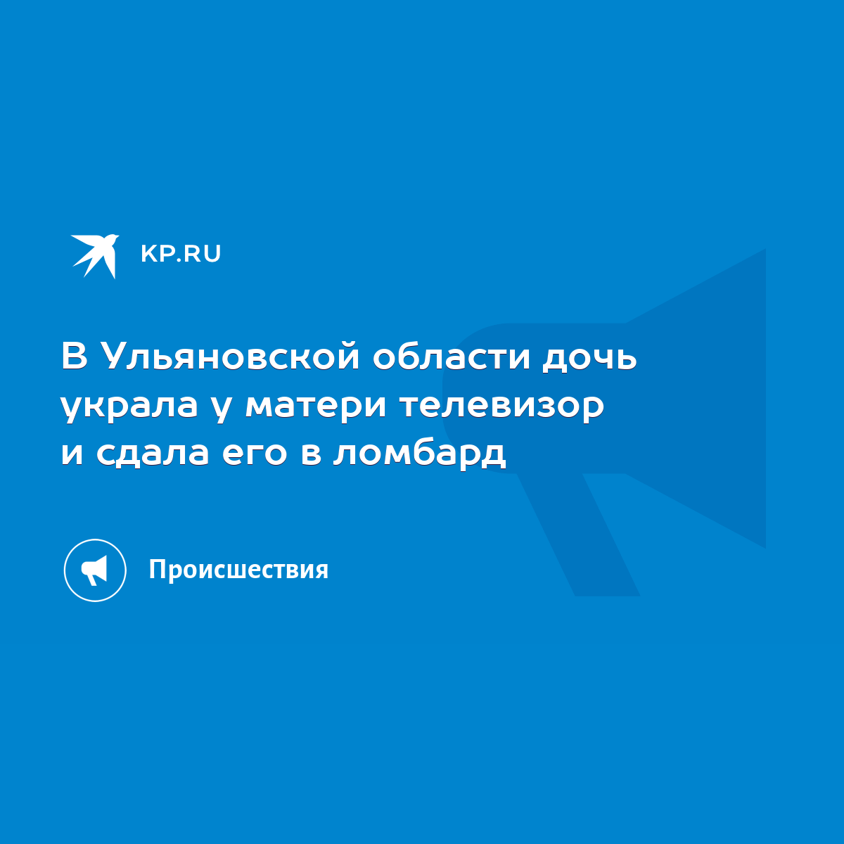 В Ульяновской области дочь украла у матери телевизор и сдала его в ломбард  - KP.RU