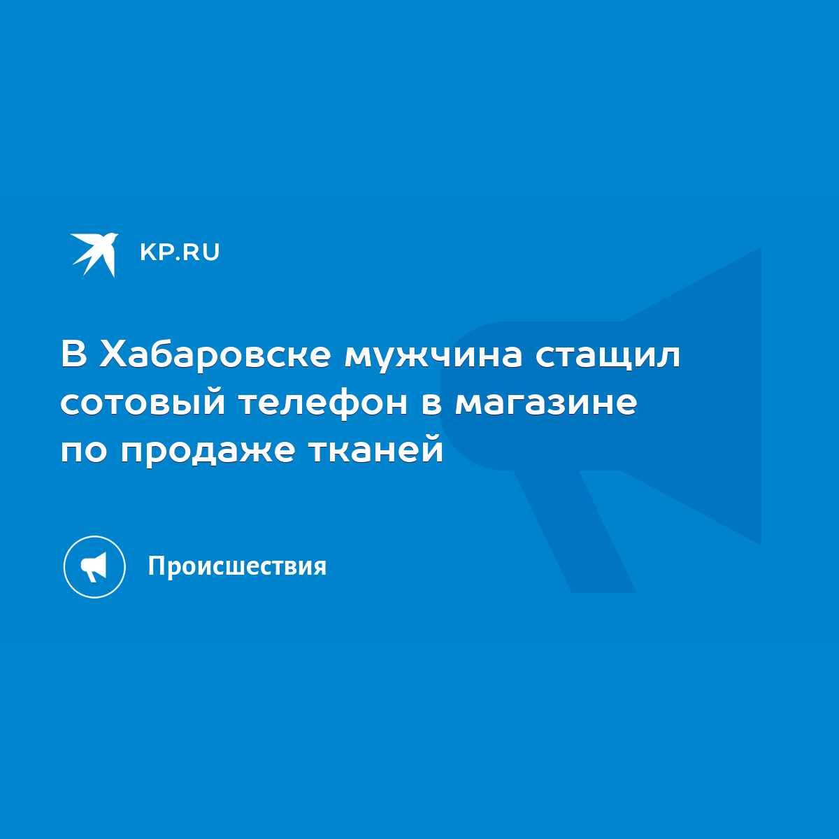 В Хабаровске мужчина стащил сотовый телефон в магазине по продаже тканей -  KP.RU