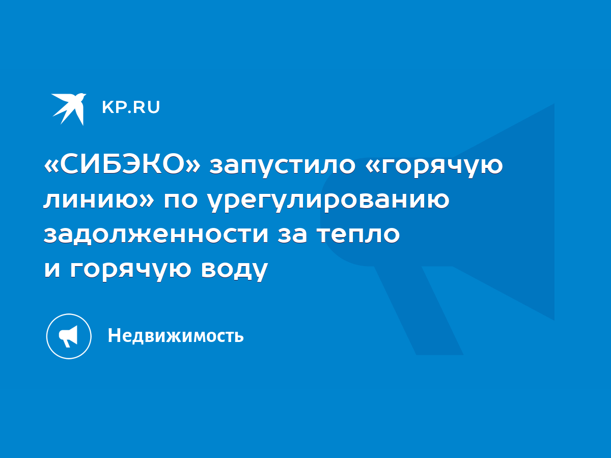 СИБЭКО» запустило «горячую линию» по урегулированию задолженности за тепло  и горячую воду - KP.RU