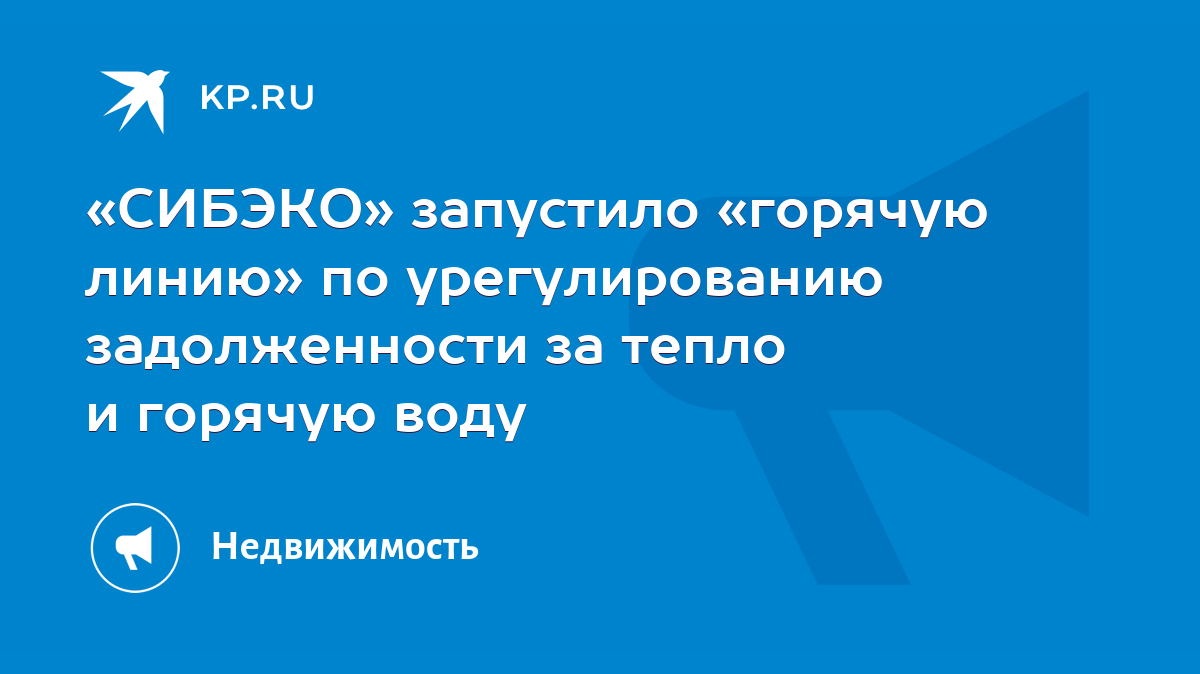 СИБЭКО» запустило «горячую линию» по урегулированию задолженности за тепло  и горячую воду - KP.RU