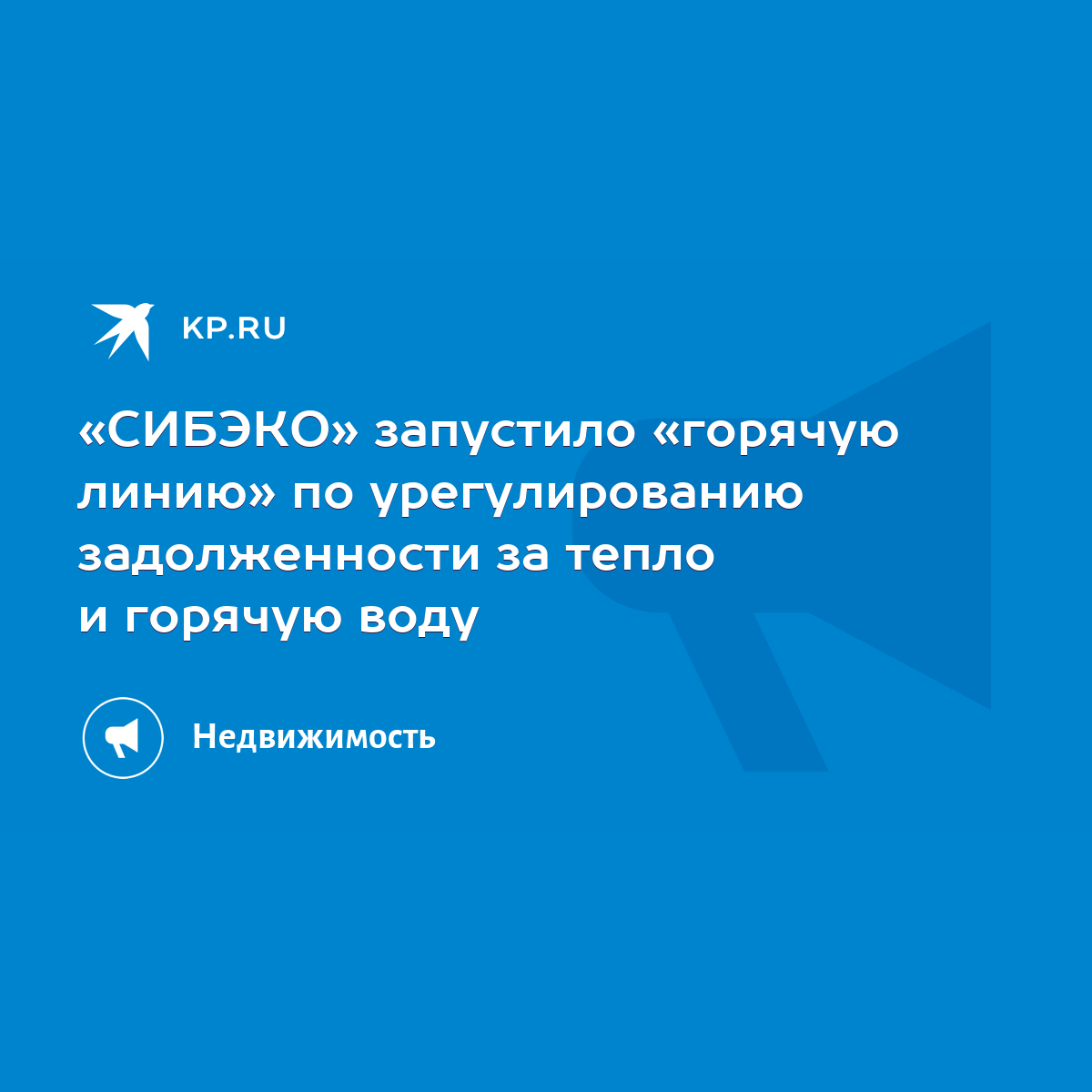 СИБЭКО» запустило «горячую линию» по урегулированию задолженности за тепло  и горячую воду - KP.RU