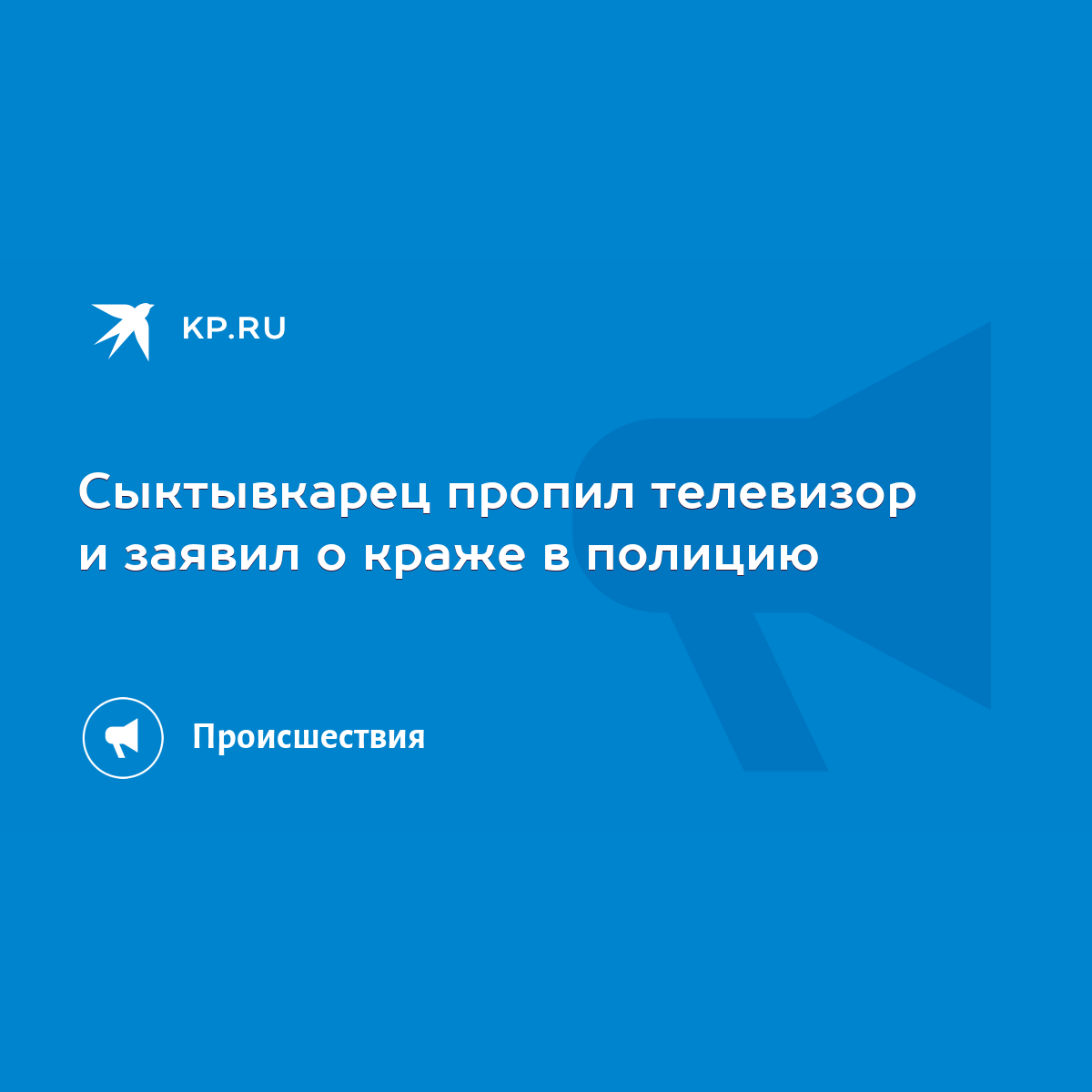 Сыктывкарец пропил телевизор и заявил о краже в полицию - KP.RU