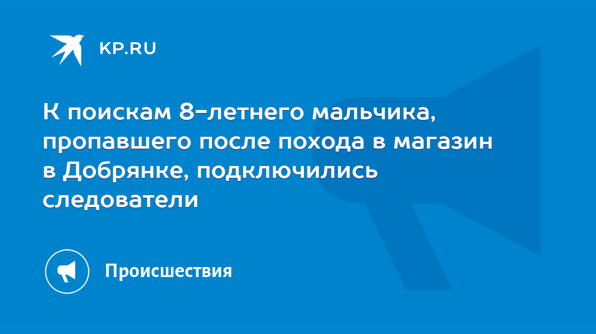 К поискам 8-летнего мальчика, пропавшего после похода в магазин в Добрянке,  подключились следователи - KP.RU