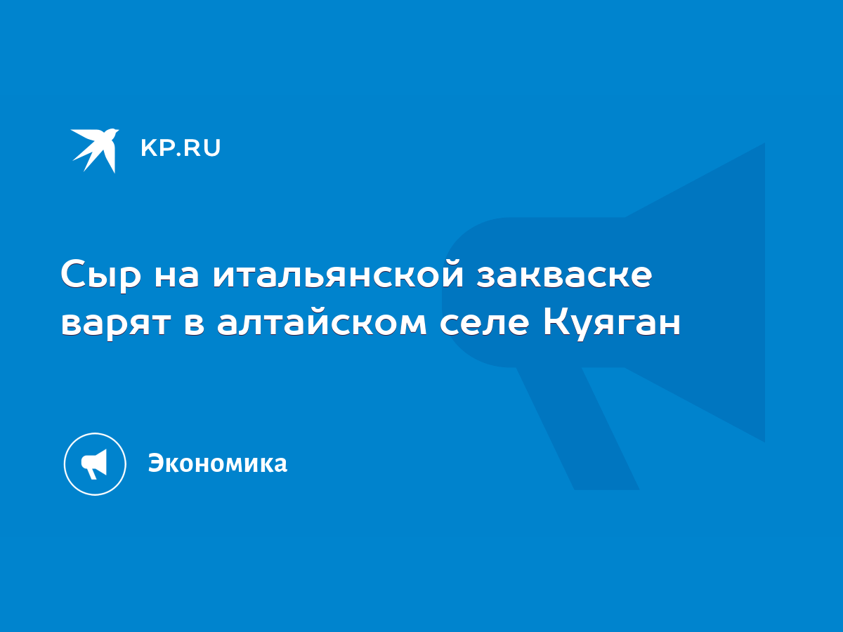 Сыр на итальянской закваске варят в алтайском селе Куяган - KP.RU