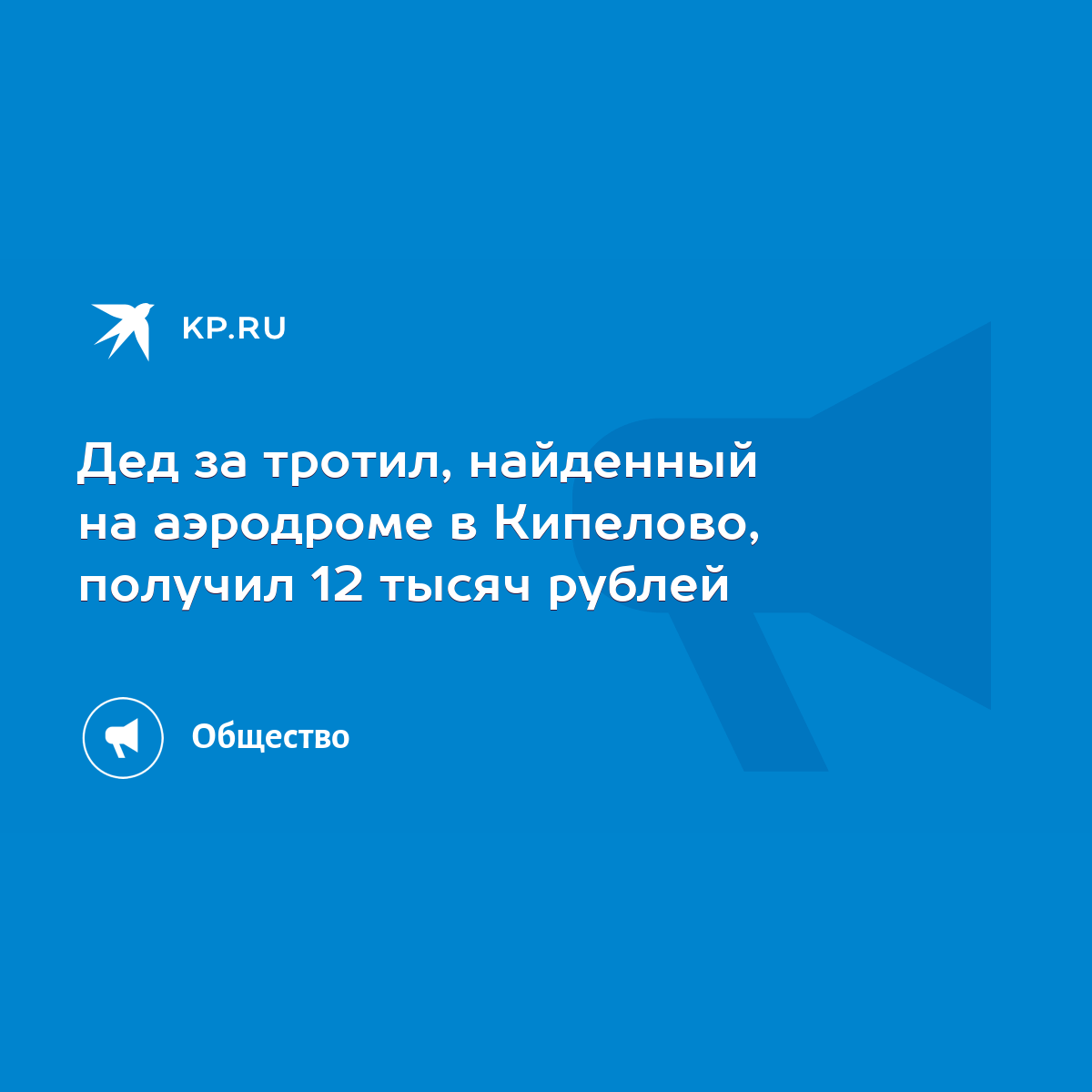 Дед за тротил, найденный на аэродроме в Кипелово, получил 12 тысяч рублей -  KP.RU