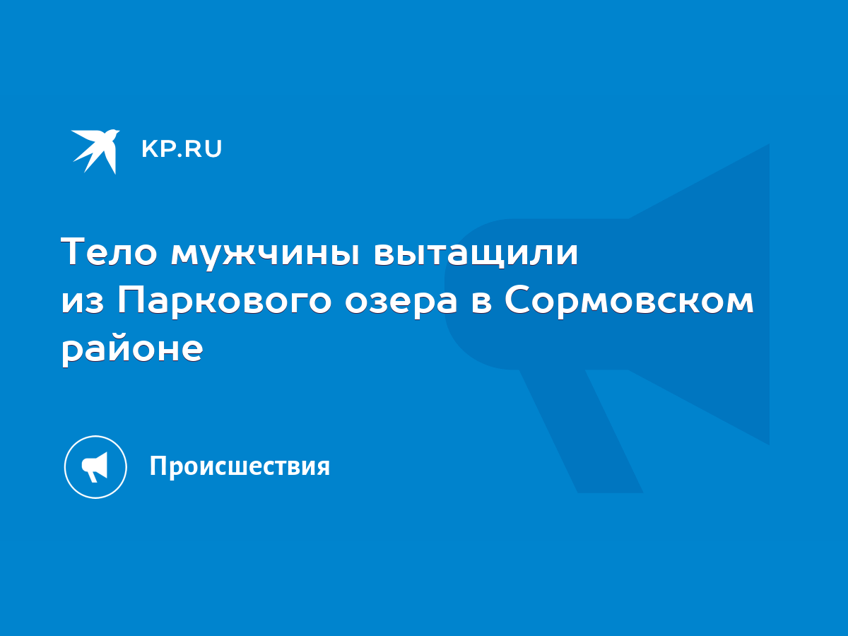 Тело мужчины вытащили из Паркового озера в Сормовском районе - KP.RU