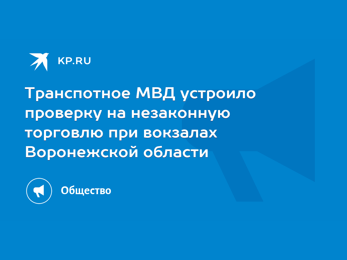 Транспотное МВД устроило проверку на незаконную торговлю при вокзалах  Воронежской области - KP.RU