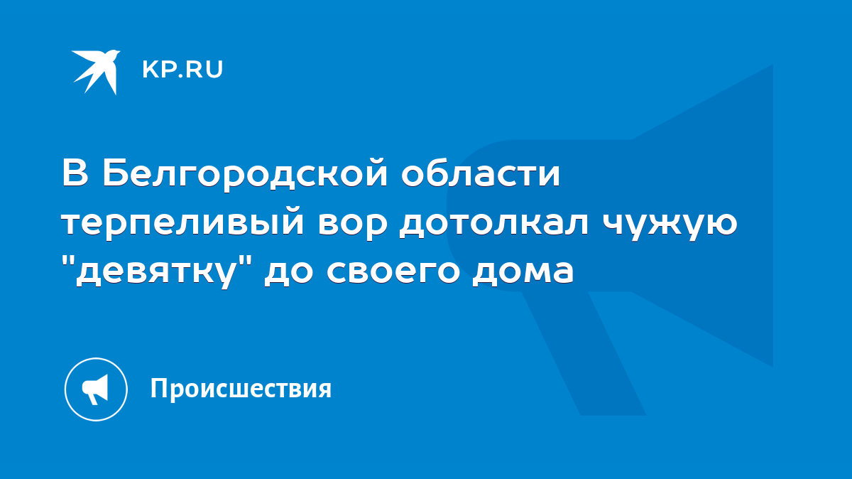 В Белгородской области терпеливый вор дотолкал чужую 