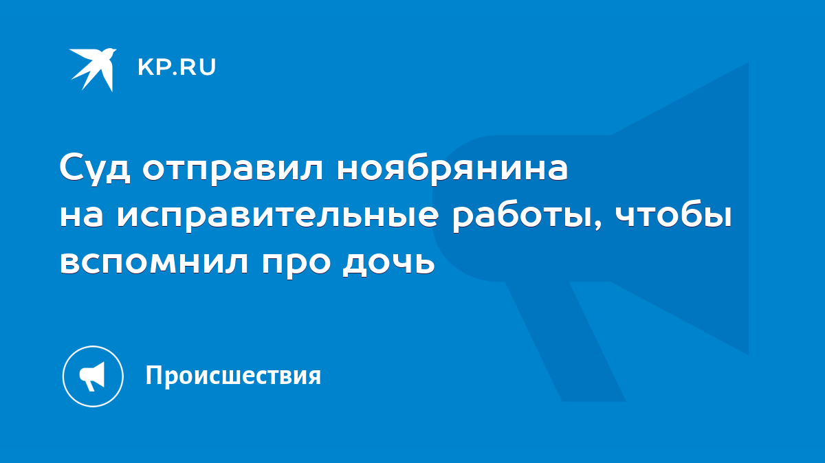 Суд отправил ноябрянина на исправительные работы, чтобы вспомнил про дочь -  KP.RU