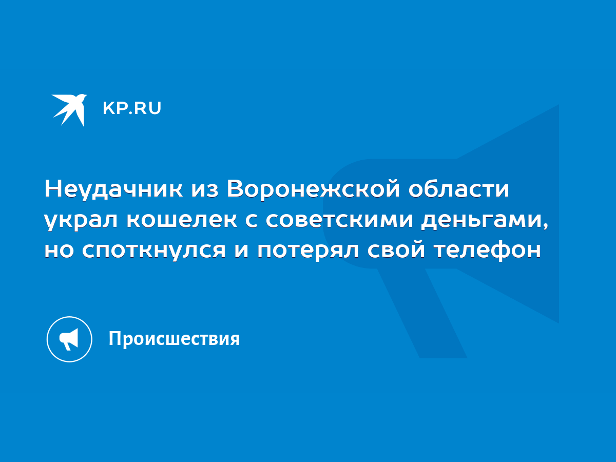 Неудачник из Воронежской области украл кошелек с советскими деньгами, но  споткнулся и потерял свой телефон - KP.RU