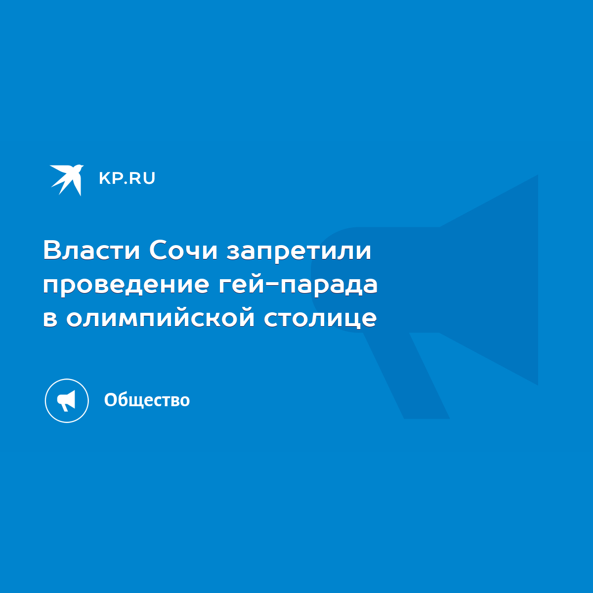 Власти Сочи запретили проведение гей-парада в олимпийской столице - KP.RU