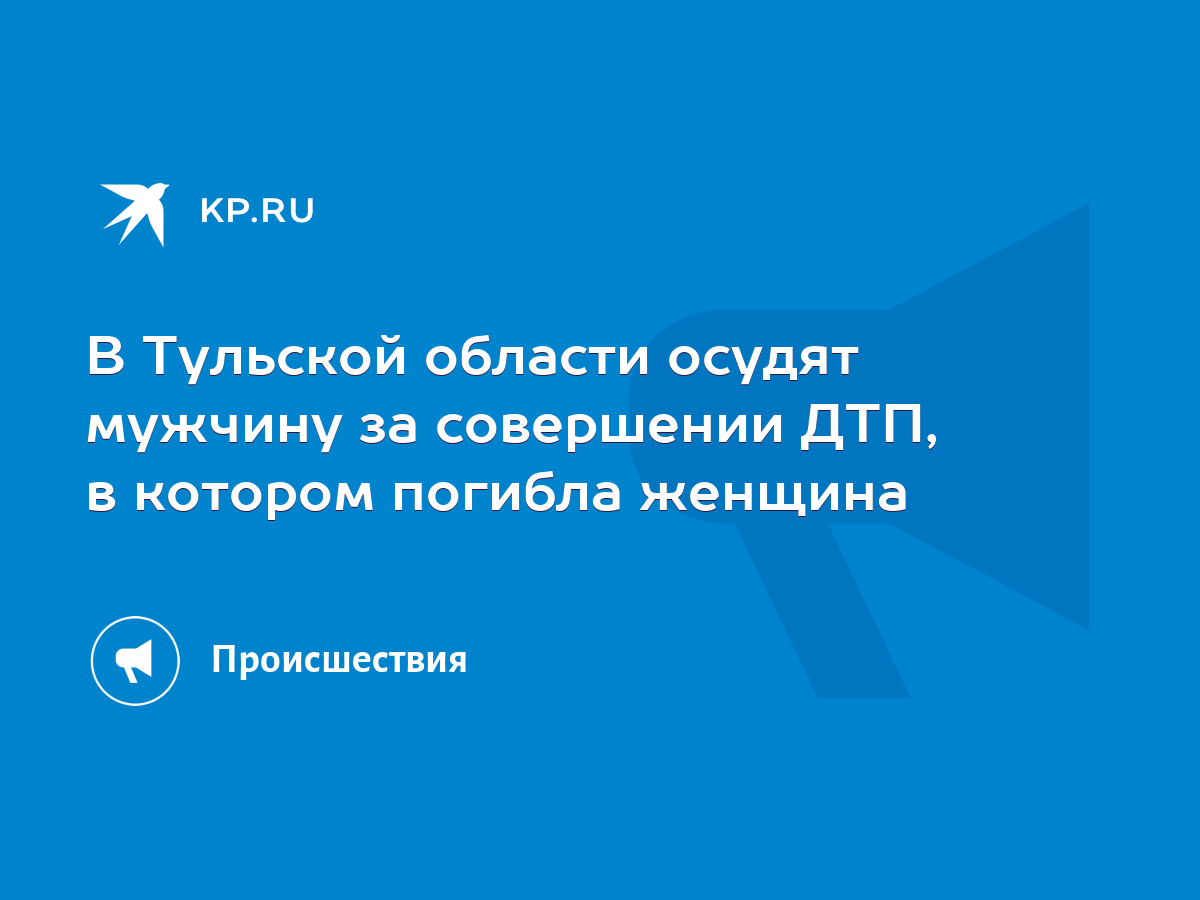 В Тульской области осудят мужчину за совершении ДТП, в котором погибла  женщина - KP.RU