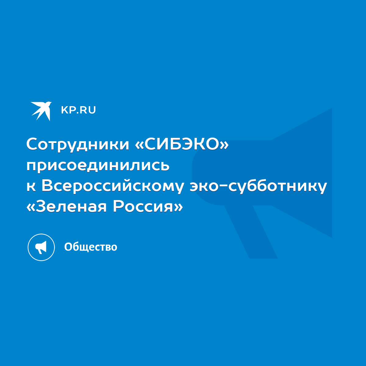 Сотрудники «СИБЭКО» присоединились к Всероссийскому эко-субботнику «Зеленая  Россия» - KP.RU