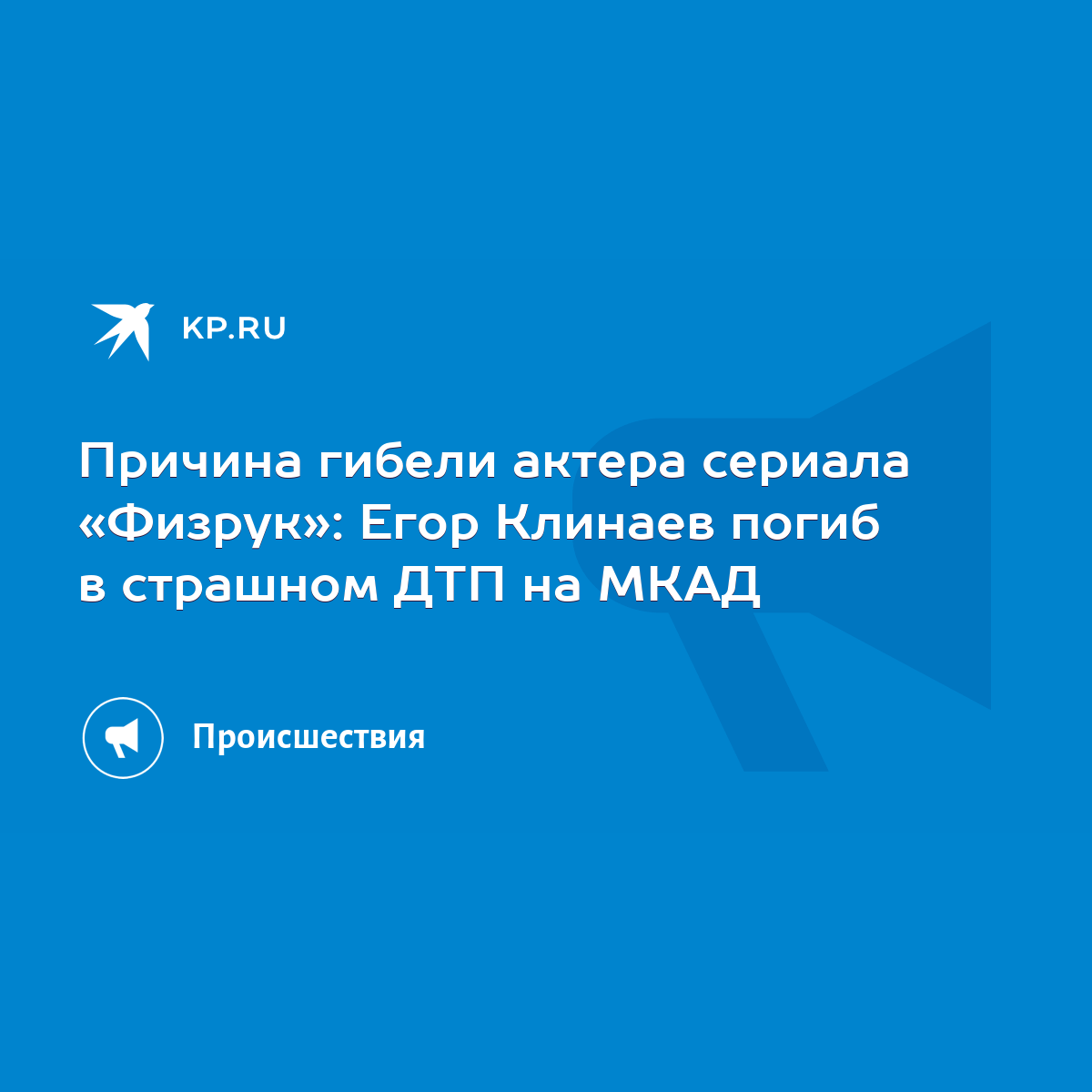 Причина гибели актера сериала «Физрук»: Егор Клинаев погиб в страшном ДТП  на МКАД - KP.RU