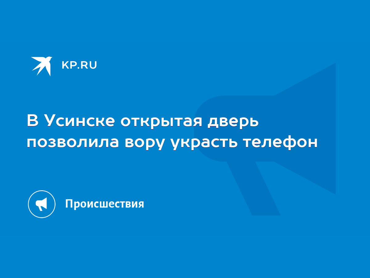 В Усинске открытая дверь позволила вору украсть телефон - KP.RU