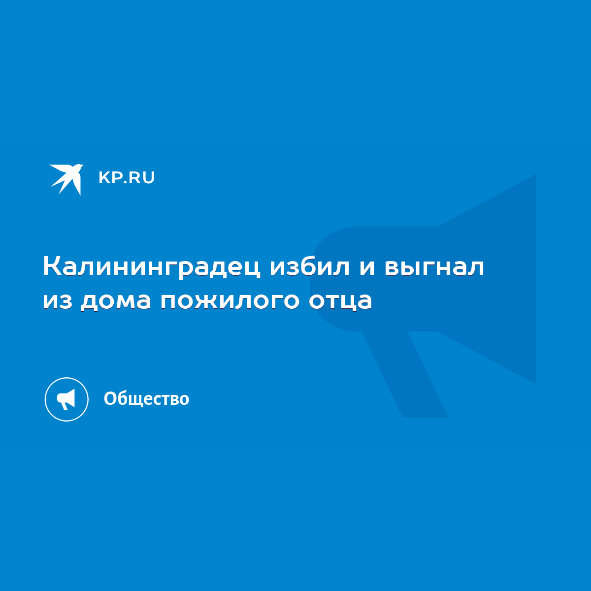 Калининградец избил и выгнал из дома пожилого отца - KP.RU