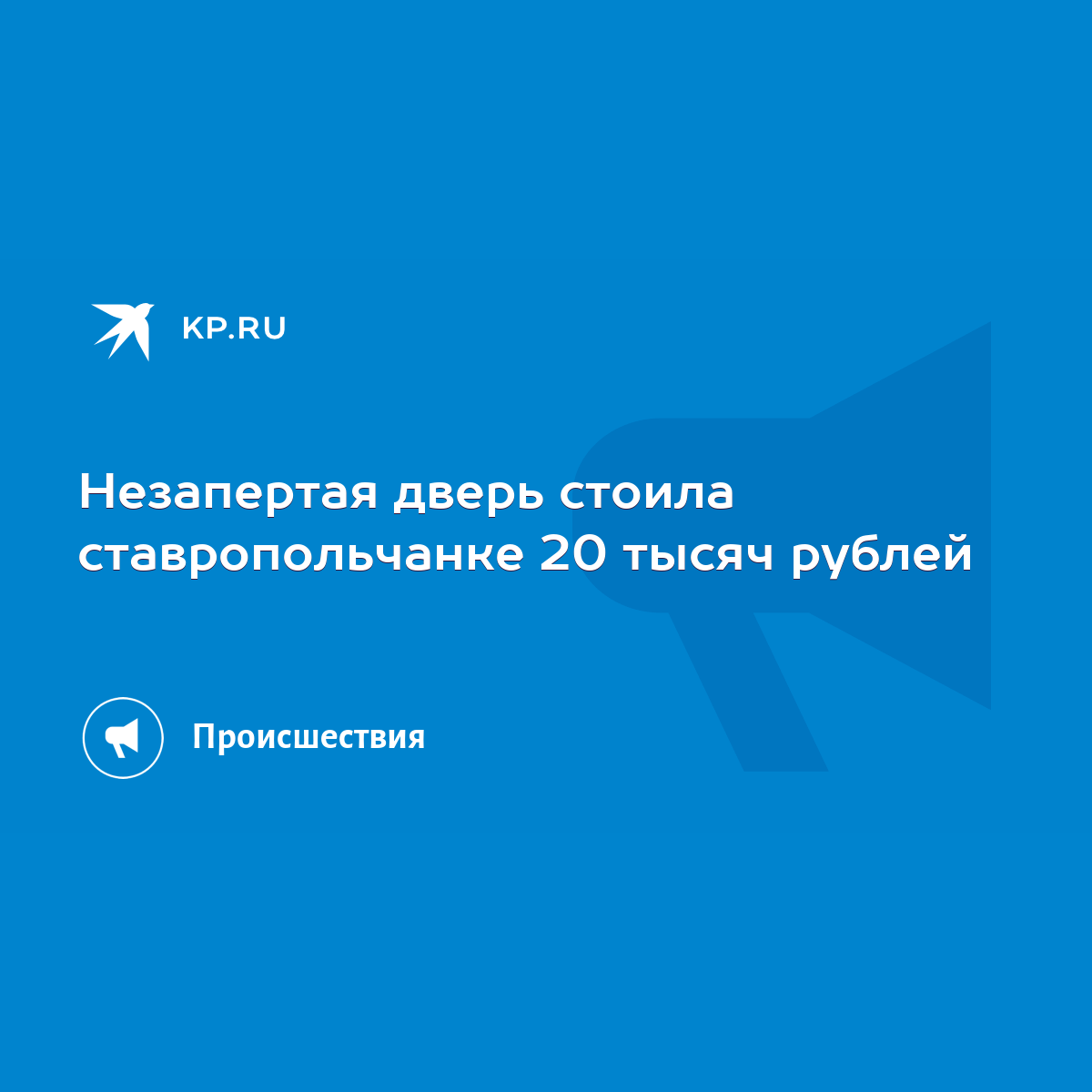 Незапертая дверь стоила ставропольчанке 20 тысяч рублей - KP.RU