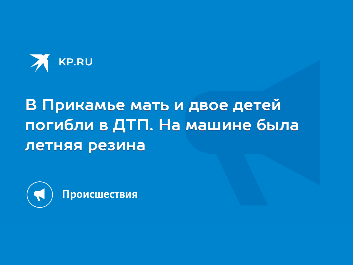 В Прикамье мать и двое детей погибли в ДТП. На машине была летняя резина -  KP.RU