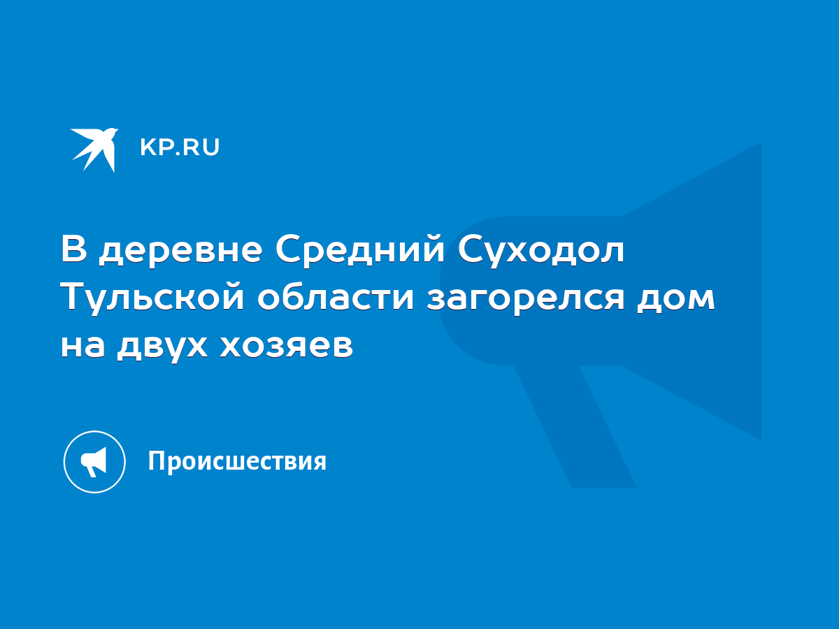 В деревне Средний Суходол Тульской области загорелся дом на двух хозяев -  KP.RU