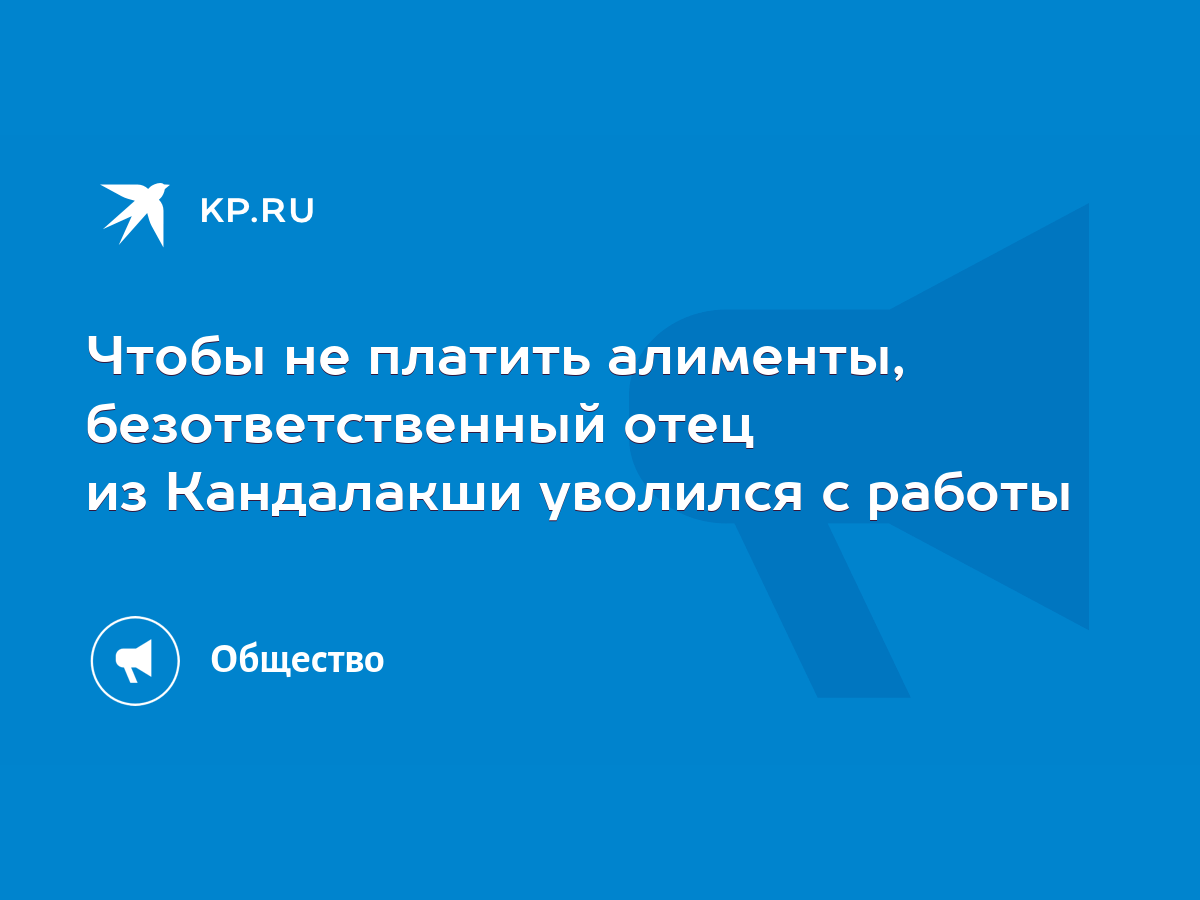 Чтобы не платить алименты, безответственный отец из Кандалакши уволился с  работы - KP.RU