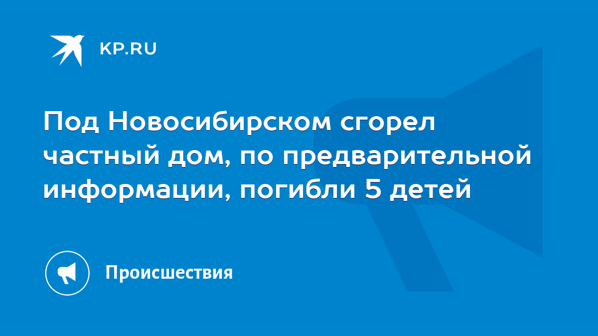 Под Новосибирском сгорел частный дом, по предварительной информации,  погибли 5 детей - KP.RU