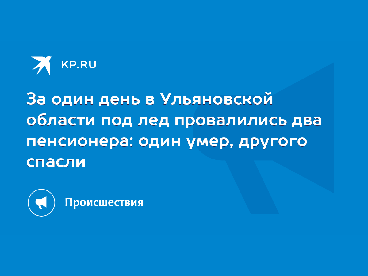 За один день в Ульяновской области под лед провалились два пенсионера: один  умер, другого спасли - KP.RU