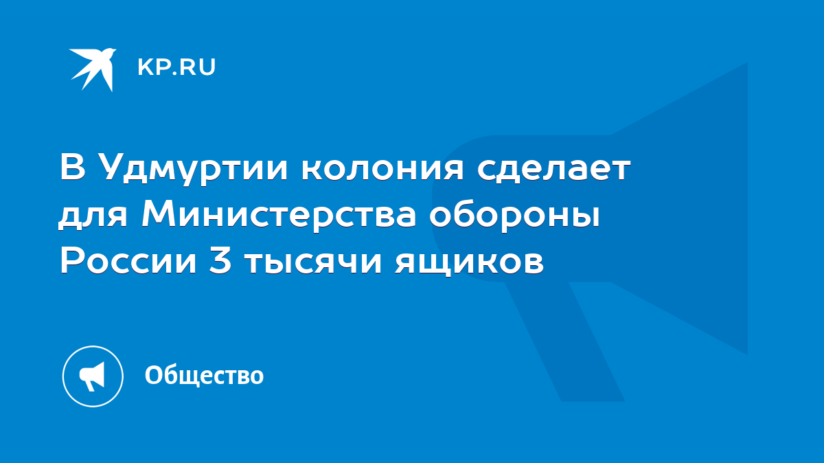 В Удмуртии колония сделает для Министерства обороны России 3 тысячи ящиков  - KP.RU