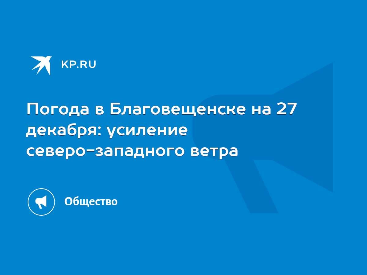 Погода в Благовещенске на 27 декабря: усиление северо-западного ветра -  KP.RU