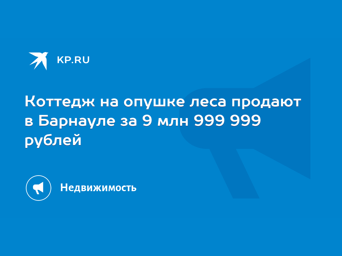 Коттедж на опушке леса продают в Барнауле за 9 млн 999 999 рублей - KP.RU