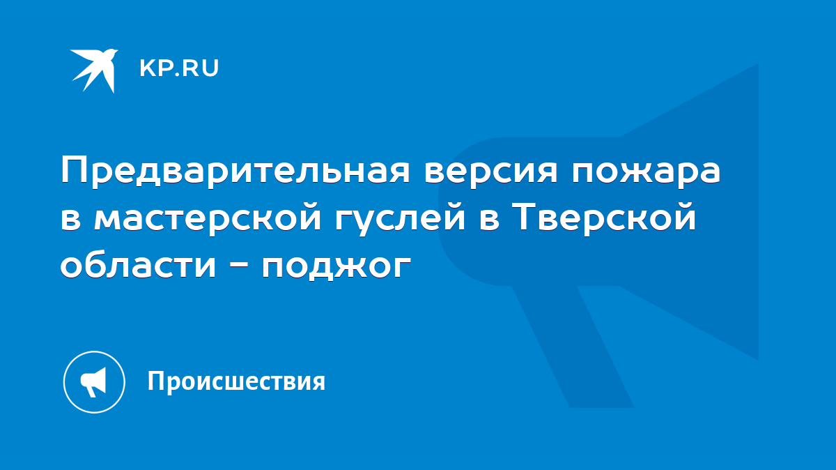 Предварительная версия пожара в мастерской гуслей в Тверской области -  поджог - KP.RU