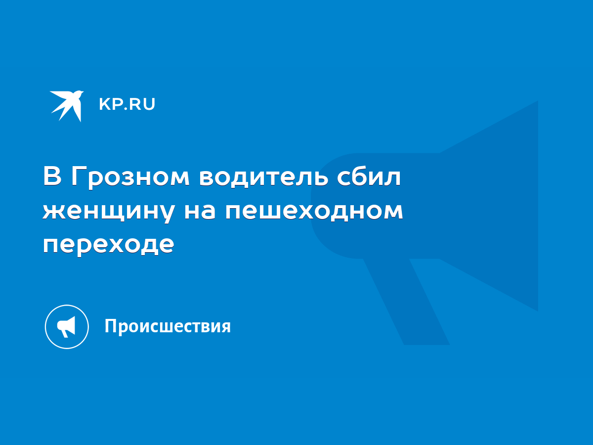 В Грозном водитель сбил женщину на пешеходном переходе - KP.RU