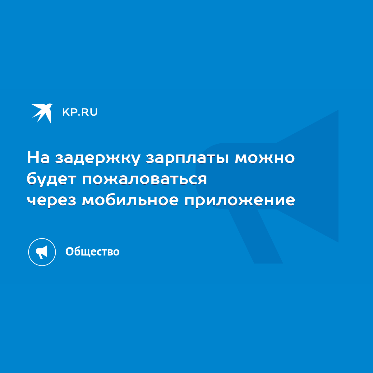 На задержку зарплаты можно будет пожаловаться через мобильное приложение -  KP.RU