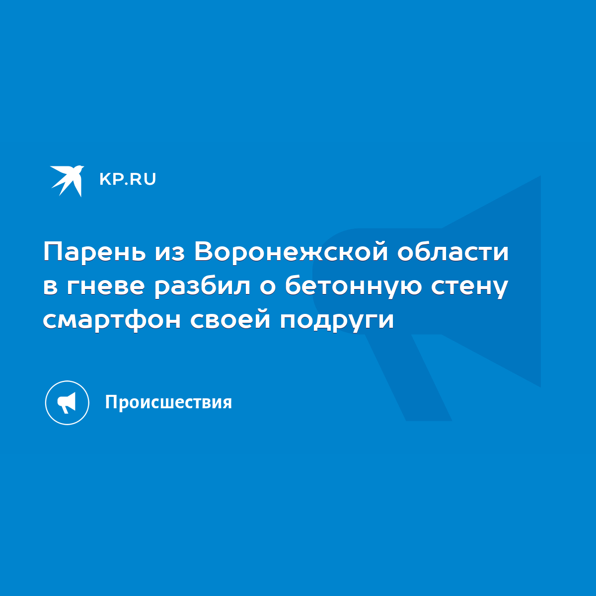 Парень из Воронежской области в гневе разбил о бетонную стену смартфон  своей подруги - KP.RU