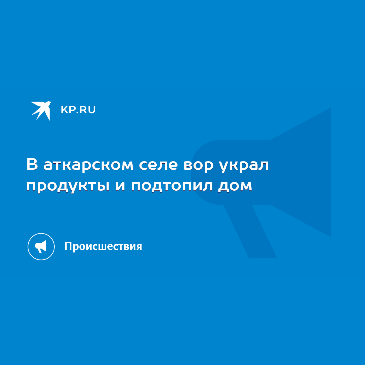 В аткарском селе вор украл продукты и подтопил дом - KP.RU