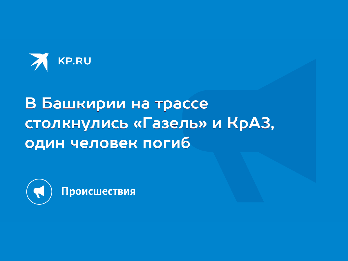 В Башкирии на трассе столкнулись «Газель» и КрАЗ, один человек погиб - KP.RU