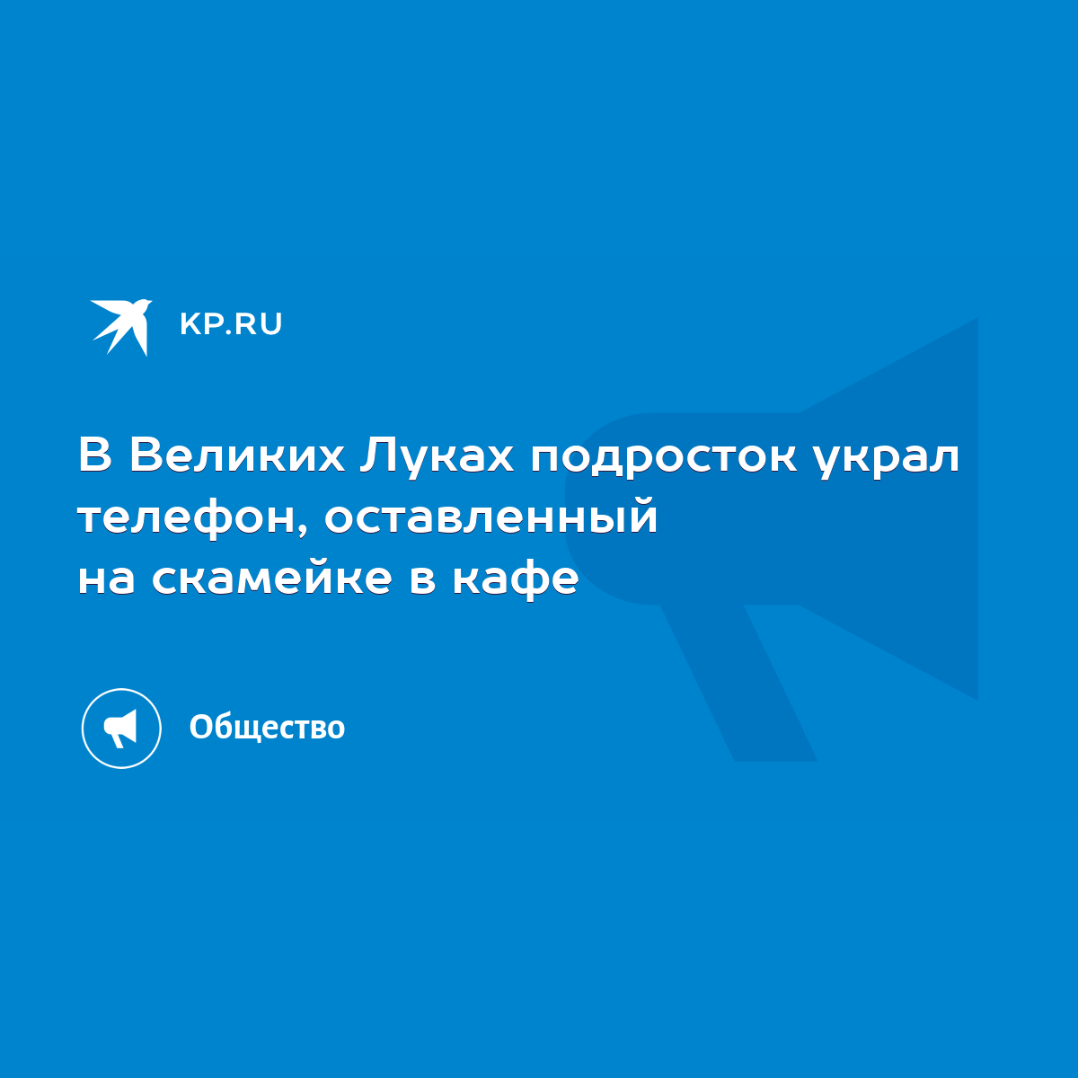 В Великих Луках подросток украл телефон, оставленный на скамейке в кафе -  KP.RU