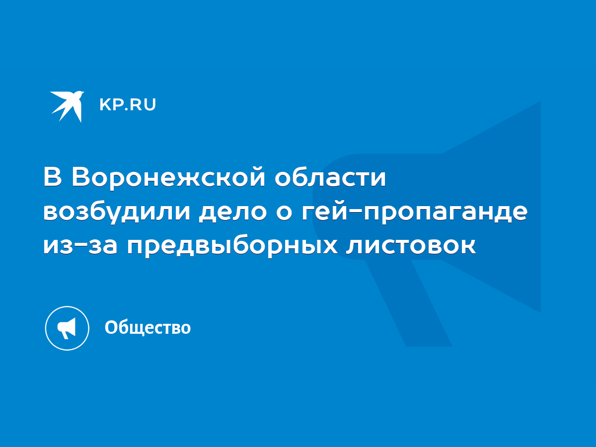 В Воронежской области возбудили дело о гей-пропаганде из-за предвыборных  листовок - KP.RU