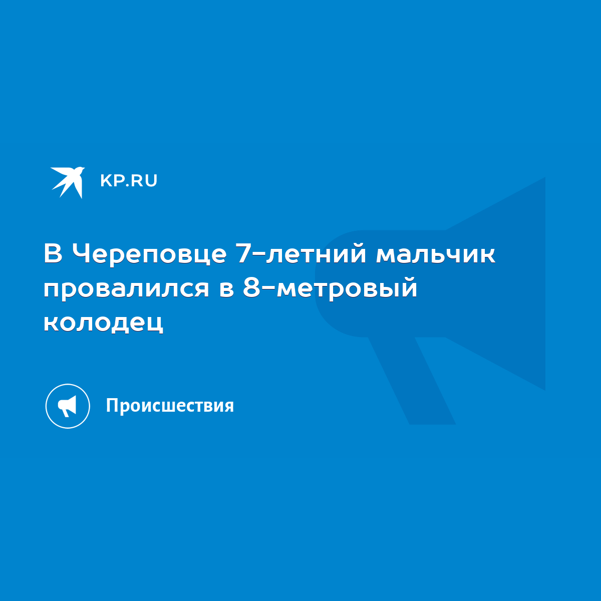 В Череповце 7-летний мальчик провалился в 8-метровый колодец - KP.RU