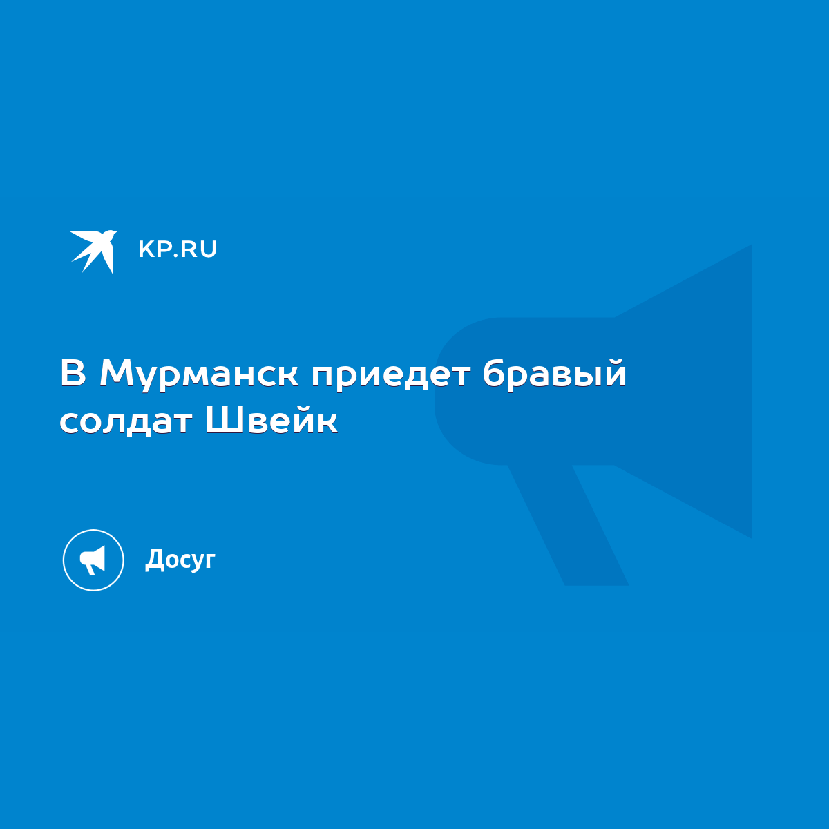 В Мурманск приедет бравый солдат Швейк - KP.RU