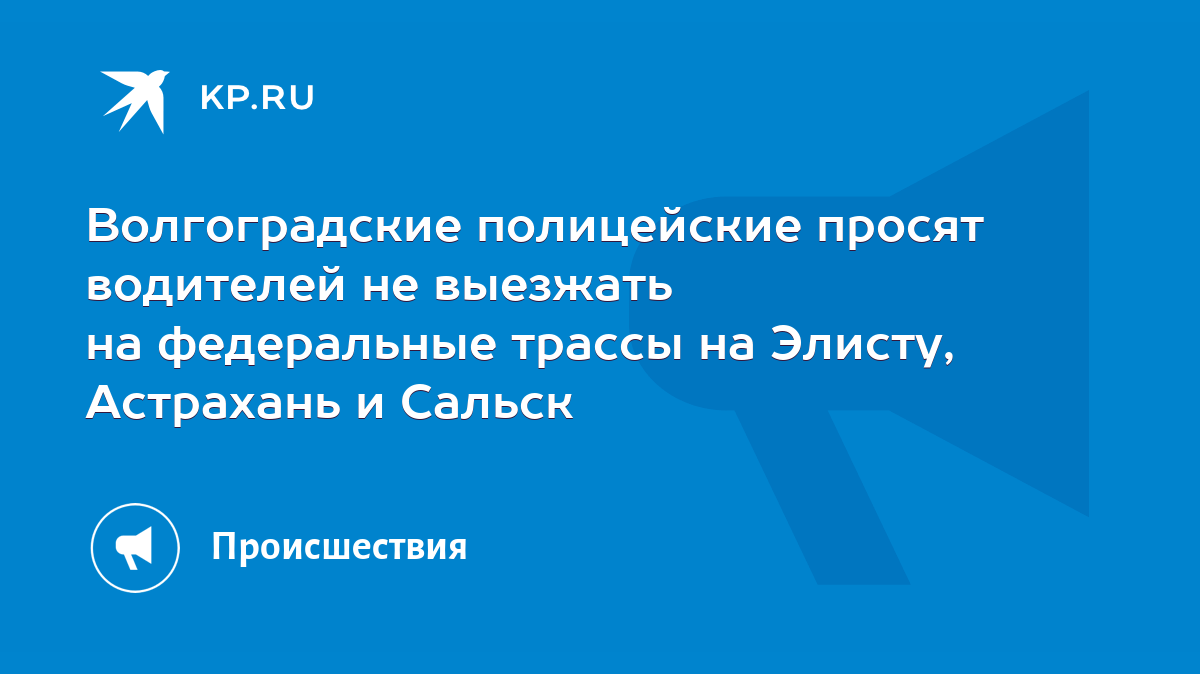 Волгоградские полицейские просят водителей не выезжать на федеральные  трассы на Элисту, Астрахань и Сальск - KP.RU