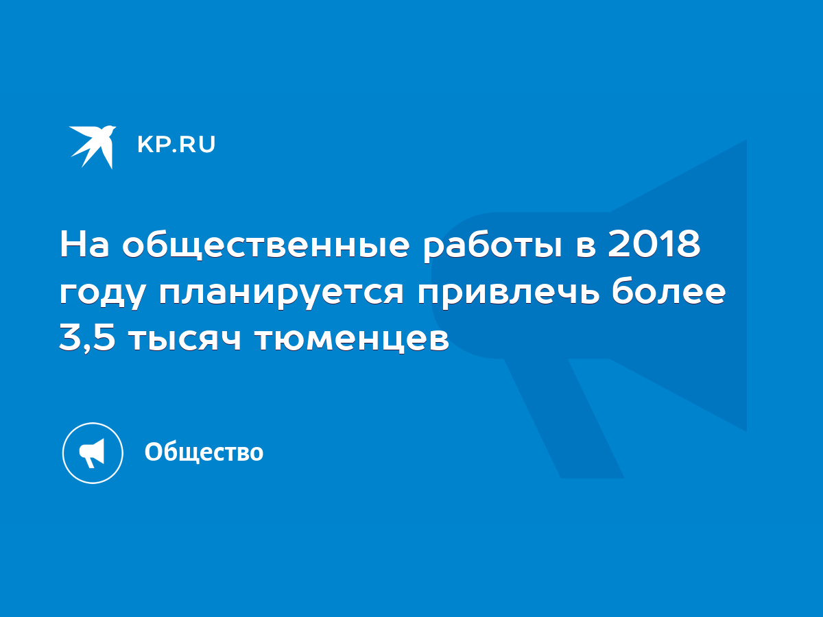 На общественные работы в 2018 году планируется привлечь более 3,5 тысяч  тюменцев - KP.RU