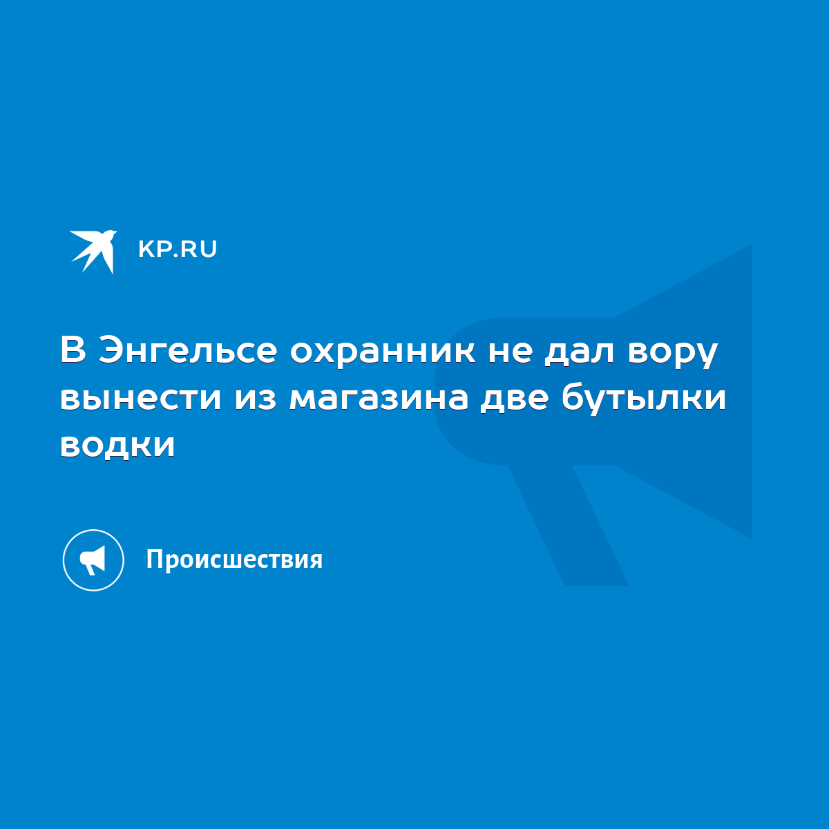 В Энгельсе охранник не дал вору вынести из магазина две бутылки водки -  KP.RU